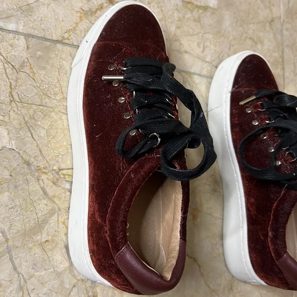 Joie Women's Size 8.5 US Rosewood Velvet Handan Platform Sneaker MSRP $228 - Picture 2 of 5